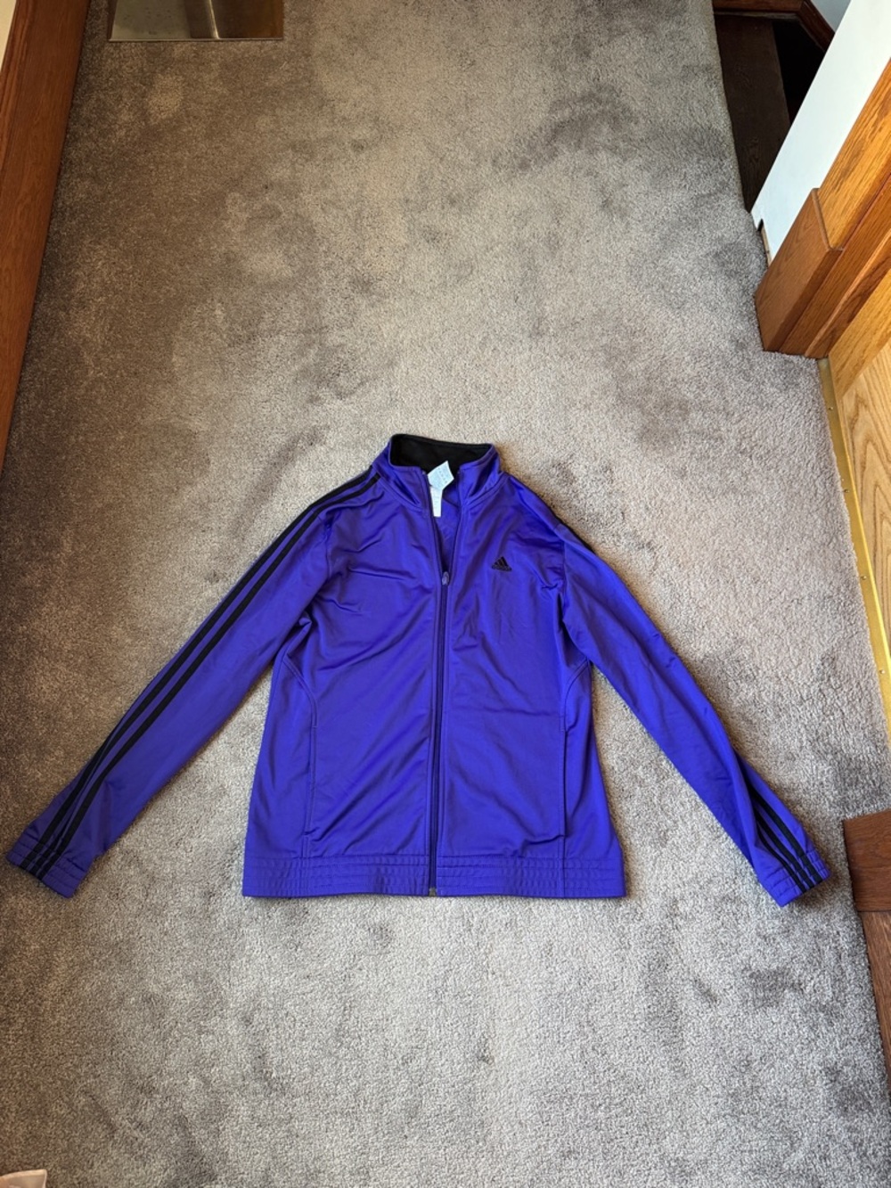 Adidas Purple Black Full Zip Track Jacket SIZE L Classic Athletic Zip Up